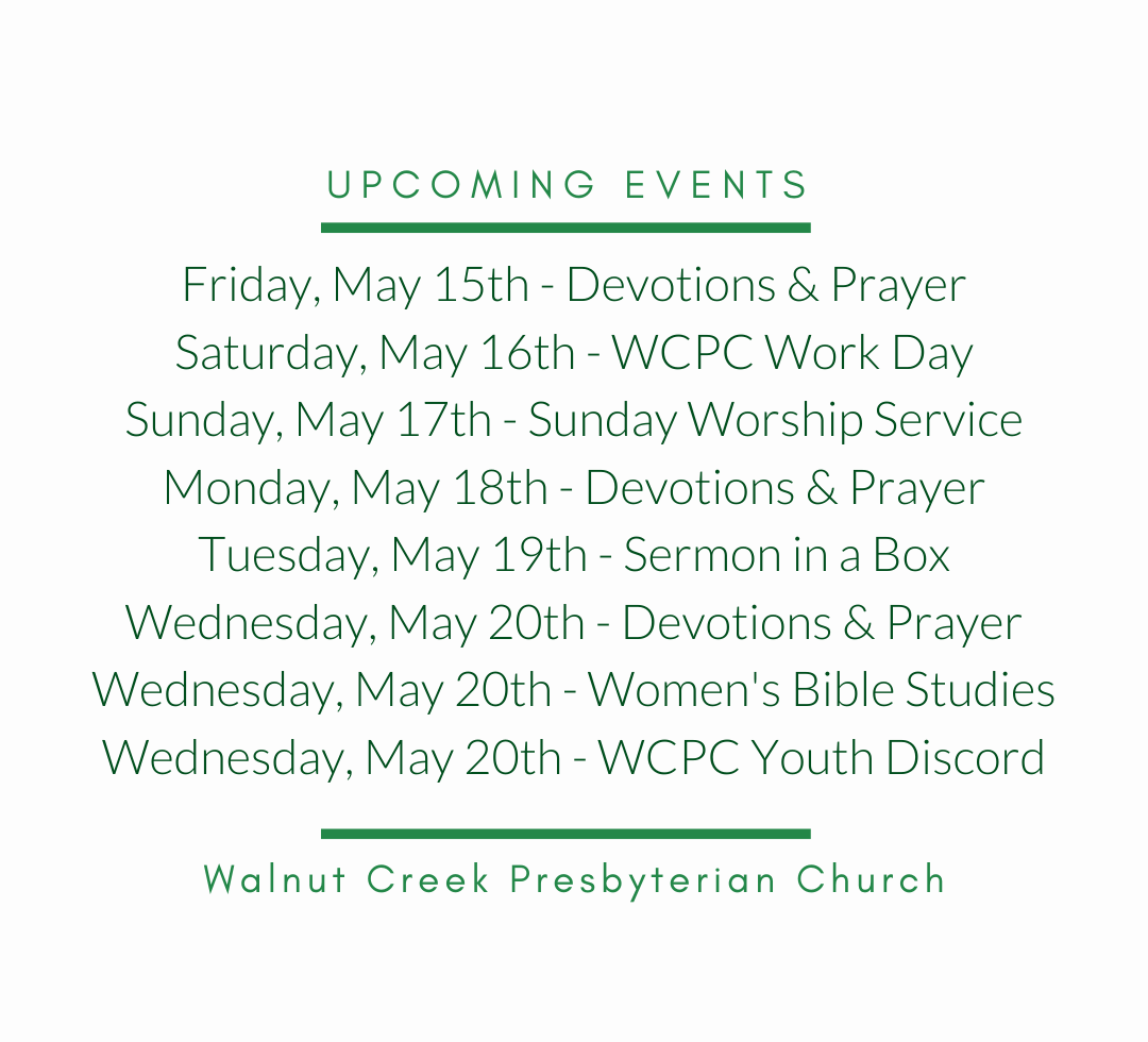 Upcoming Events – May 15